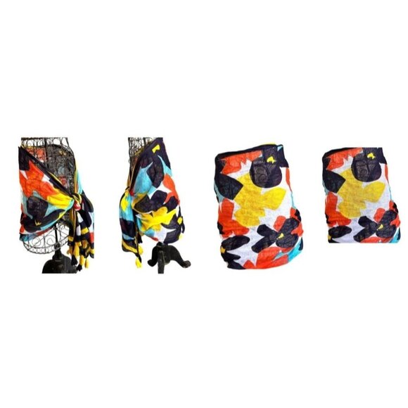 Vintage Flower Power Scarf Long Tassels 74 in L x 31 in W Rectangle Tabl… - Picture 7 of 12